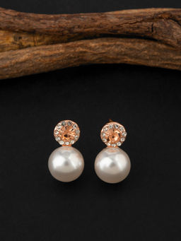 E2O - Gold-Plated Circular Peral Studs Earrings