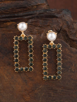 E2O - Black & Gold-Toned Teardrop Shaped Drop Earrings