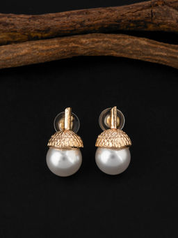 E2O - Gold- Plated White Pearls Hanging Drop Earrings