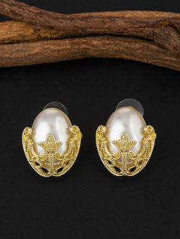 E2O - Gold-Plated Peral Studs Earrings