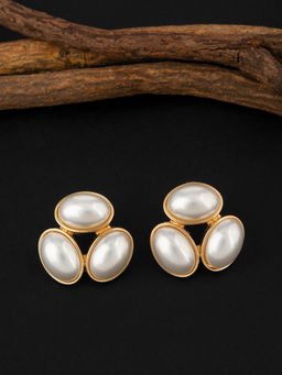 E2O - Gold-Plated Peral Studs Earrings