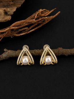 E2O - Gold-Plated Peral Studs Earrings