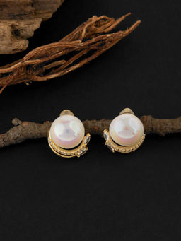E2O - Gold-Plated Peral Studs Earrings
