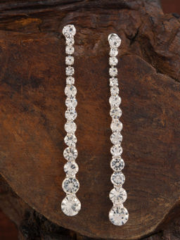 E2O - Silver-Toned CZ Contemporary Drop Earrings