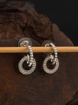 E2O - Silver-Toned Round Shaped Drop Earrings