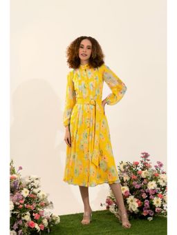 Natalia Livingston - Dahlia Summer Yellow Dress with Belt