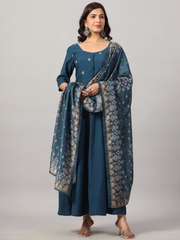 Do Dhaage - Navy Blue Embroidered Anarkali Kurta Set