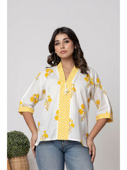 Anastay Clothing - White Floral Regular Fit Top