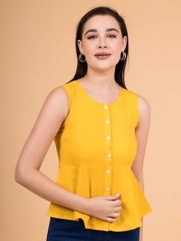 Saffron Threads - Yellow Solid Regular Fit Top