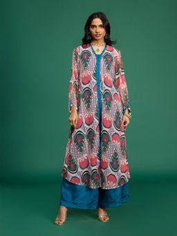 Gajra Gang - Casa Mexicana Teal Bandhani Crop Top, Pant & Jacket