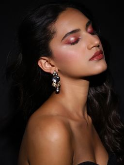 Ruby Raang Studio - Maroon Gold Plated Kundan Earrings