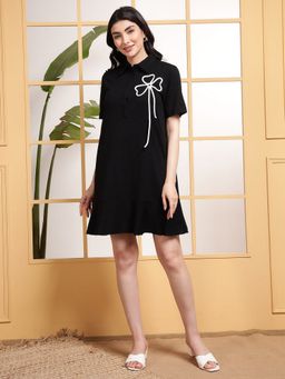 Deebaco - Black Pure Cotton Women Mini Dress