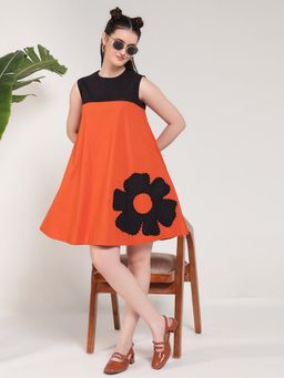 Deebaco - Multicolor Embroidered Patch Work Women A-Line Mini Dress