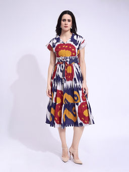 PURVAJA - Women Printed Multi Color Midi Dress