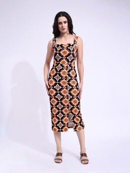 PURVAJA - Women Printed Multi Color Midi Dress