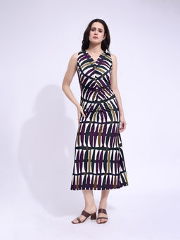 PURVAJA - Women Printed Multi-Color Midi Dress