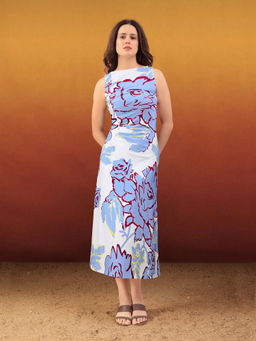 PURVAJA - Women Printed Off White Midi Dress