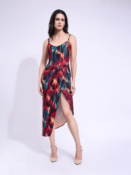 PURVAJA - Women Printed Multi-Color Midi Dress