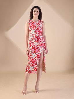 PURVAJA - Women Printed Multi Color Midi Dress