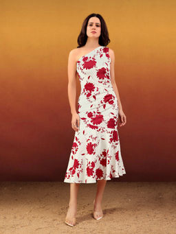 PURVAJA - Women Printed Off White Midi Dress