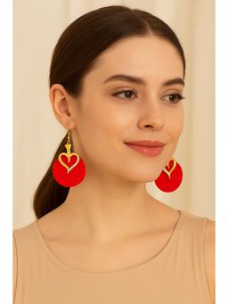 VIRAASI - Red Heart-Shaped Earrings