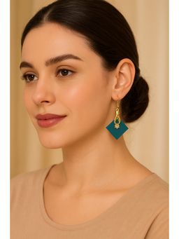 VIRAASI - Teal Cubic Zirconia Drop Earrings