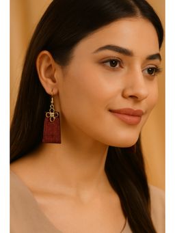 VIRAASI - Maroon Flower Cubic Zirconia Earrings