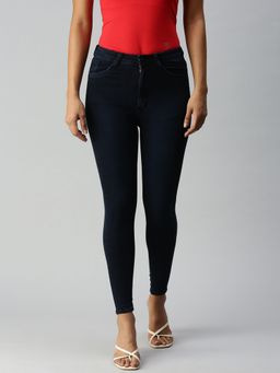 SHOWOFF - Womens Super Skinny Fit Clean Look Navy Blue Jeans