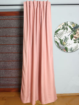 Zeba World - Door Curtain Cotton Blend Solid Peach - 52 X 84 (Hidden Loop) (7Ft)