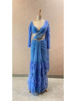 Neeta Lulla - Blue Drape Saree With Stitched Blouse