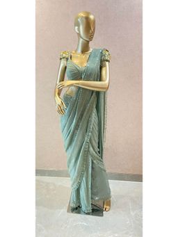 Neeta Lulla - Grey Drape Saree With Stitched Blouse