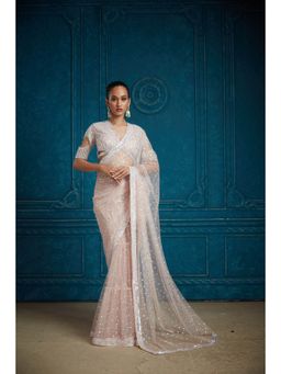 Neeta Lulla - Pink Drape Saree With Stitched Blouse