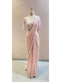 Neeta Lulla - Pink Drape Saree With Stitched Blouse