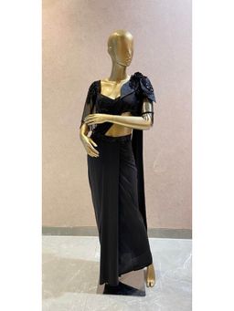 Neeta Lulla - Black Drape Saree With Stitched Blouse
