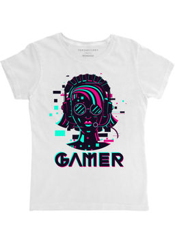 THREADCURRY - Gamer Girl Graphic Printed T-Shirt - White