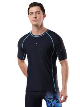 Speedo - Men's Endurance10 Short Sleeve Suntop - True Navy & Picton Blue