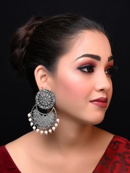 AG'S - Namita White Oxidised Chandbali