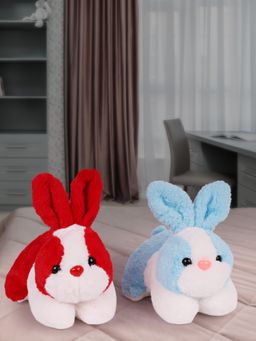 DukieKooky - Kids Pack Of 2 Red & Blue Bunny Soft Toys (M)