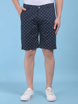CRIMSOUNE CLUB - Mens Blue Floral Print 100% Cotton Shorts