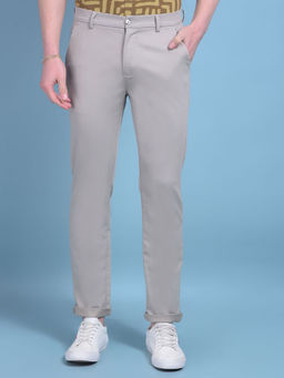 CRIMSOUNE CLUB - Mens Beige Stretchable Cotton Trousers
