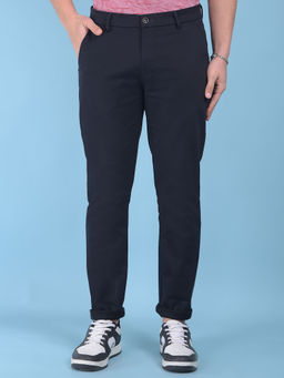 CRIMSOUNE CLUB - Mens Blue Stretchable Cotton Trousers