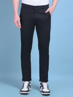 CRIMSOUNE CLUB - Mens Black Stretchable Cotton Trousers