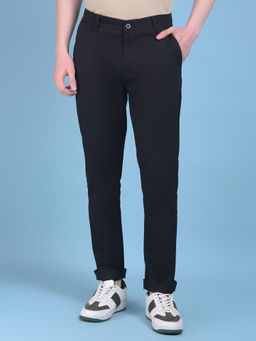 CRIMSOUNE CLUB - Mens Black Stretchable Cotton Trousers