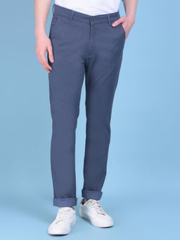 CRIMSOUNE CLUB - Mens Blue Stretchable Cotton Trousers