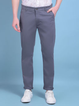 CRIMSOUNE CLUB - Mens Grey Stretchable Cotton Trousers
