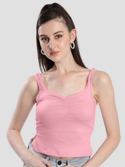 Bene Kleed - Women Pink Polyester Blend Solid Crop Top