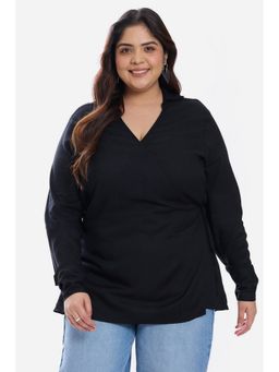 Virgio - Women Black V-Neck Full Sleeves Shirt