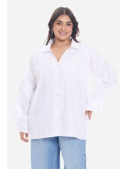 Virgio - Women White Collar Neck Full Sleeves Plus Size Shirt