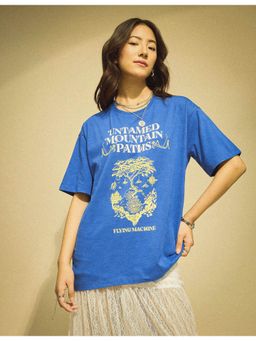 Flying Machine - Women Blue Cotton Graphic T-shirt