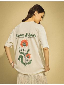 Flying Machine - Women White Cotton Graphic T-shirt